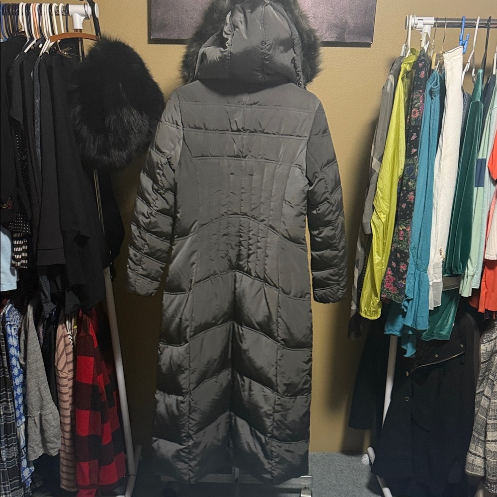 1 Madison Dark Gray Puffer Coat with Fur Hood - Picture 6 of 9